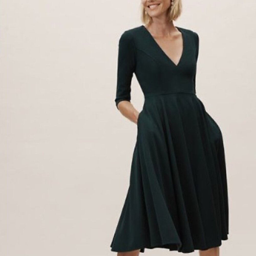 BHLDN Dark Green Midi Dress NWOT